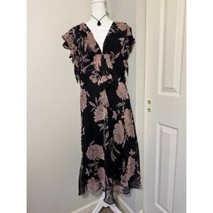 Vintage Y2K 90s Floral Black Whimsygoth Dress